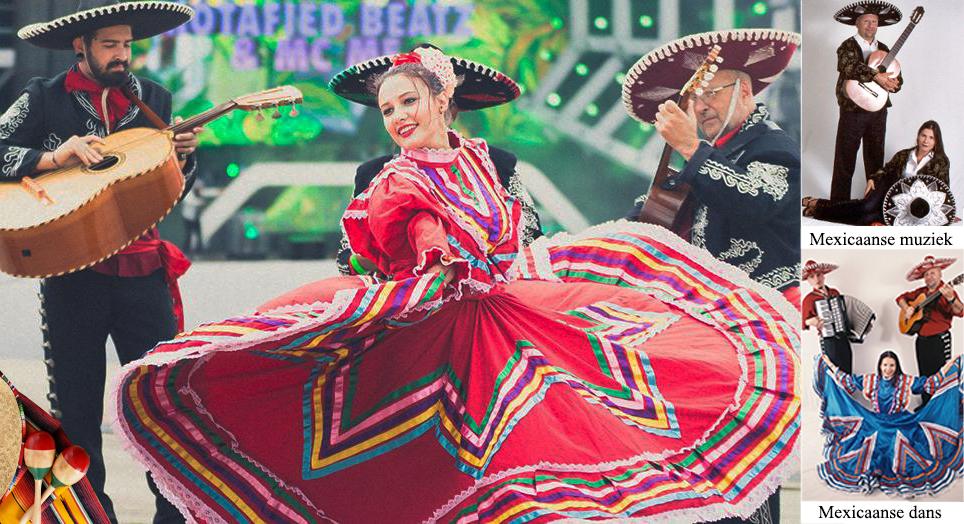 Mexicaanse muziek gekleed in Ponchis en grote Sombreros